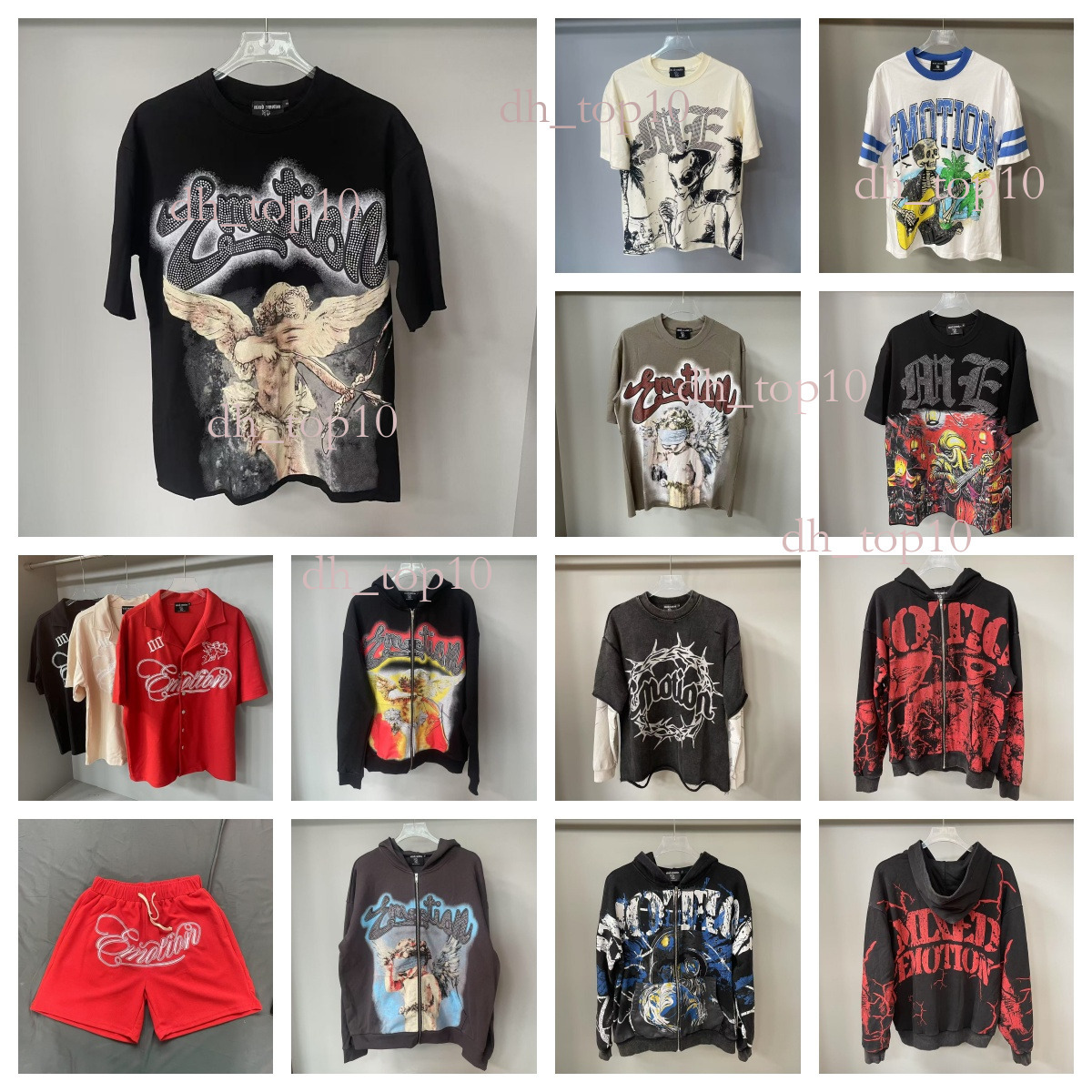Mirror quality mixed emotion Men's shirtsshorts Boxy Fit Clothing MIXEDEMOTION Hoodies Skulls Print Shirt Summer Breathe hoodies Men Women Casual T-shirt Tops