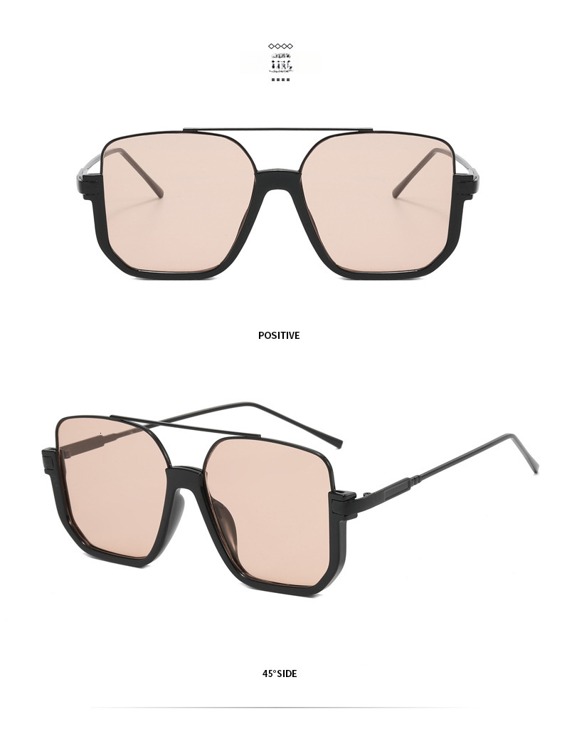 Designer Sunglasses Tea Double Beam Luxury Sunglasses Large Frame Sunglasses New Retro Personalized Sunglasses Lower Frame Women's Sunglasses