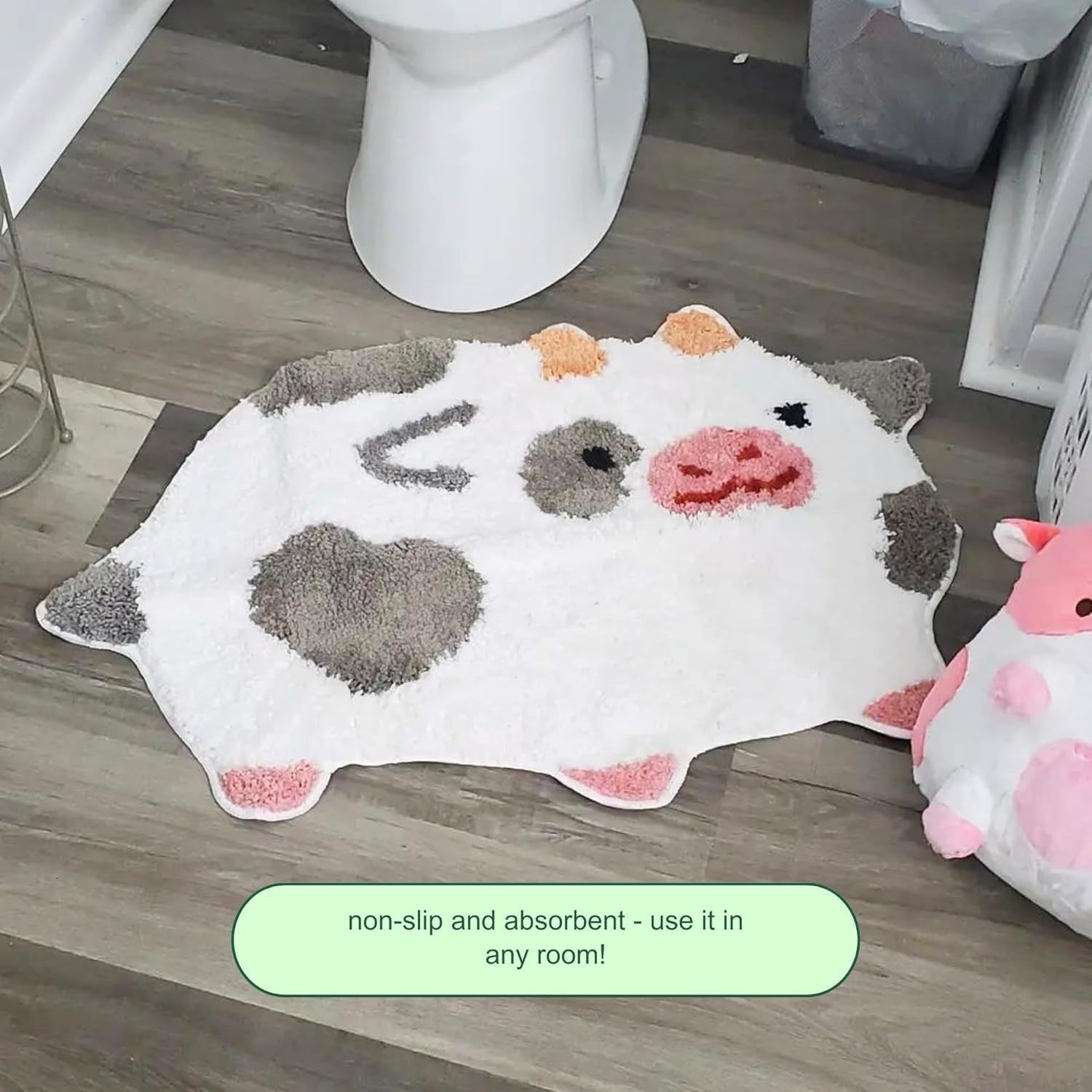 Alien-shaped cartoon animal wool-like carpet, dirt-resistant and cool, sofa decoration mat, cute cow-shaped easy-to-clean mat 240805