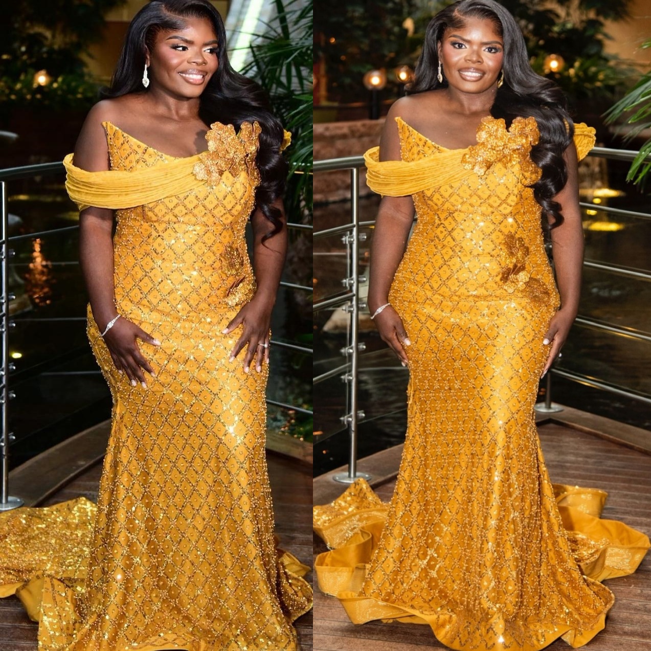 Aso Ebi Nigerian Yellow Mermaid Prom Dresses 2026 Flowers Sequined Sweetheart Evening Formal Party Second Birthday Engagement Gowns Dress For Special 