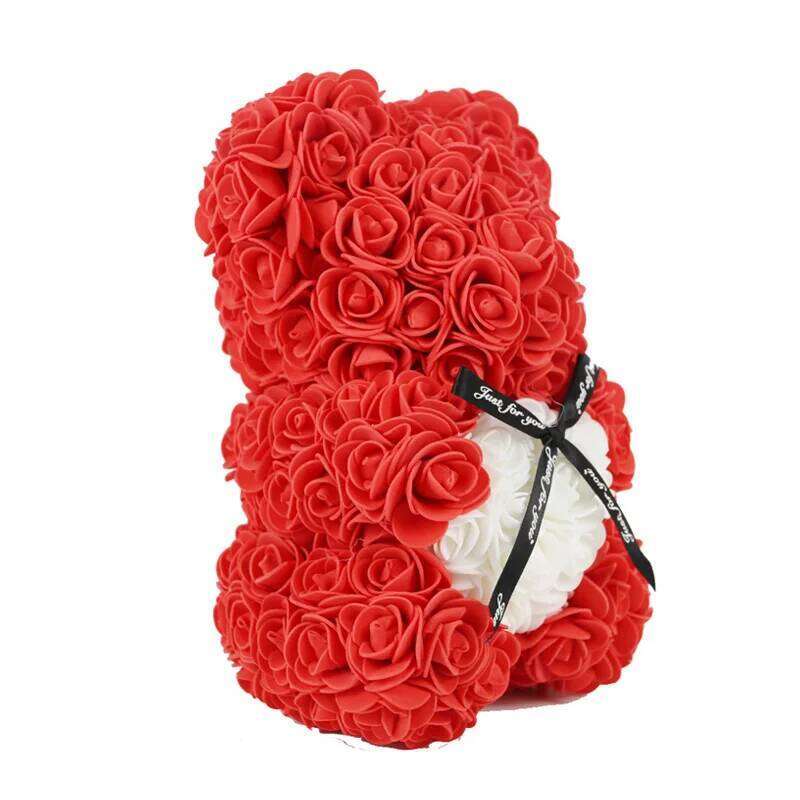25cm Artificial Flowers Bear White Red Rose Valentines Day Gift Box Girlfriend Anniversary Wedding Dedcoration W260114