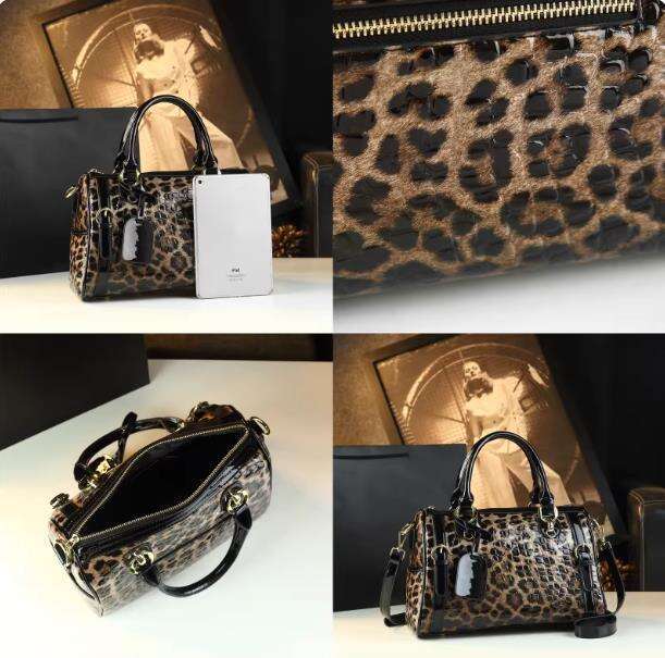 Shoulder Bags Fashion Leopard Women Handbags European Design Patent Leather Ladies Female Girl Crossbody Bag 764b