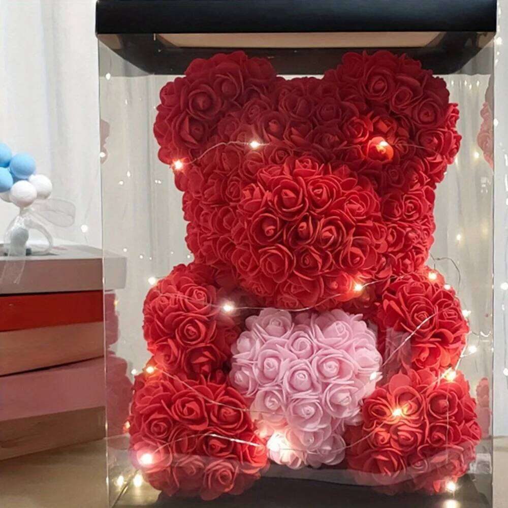 Women, 9.8in Mother's Rose Teddy Gifts for Women Mom, Artificial Flower Bear Valentine's Day W260114