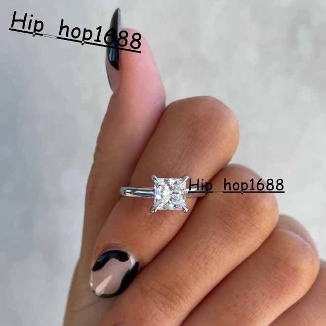 Custom 10K Fine Jewelry 14K 18K White Gold GRA VVS Diamond Wedding Engagement Ring 2CT Princess Cut Moissanite Ring for Women