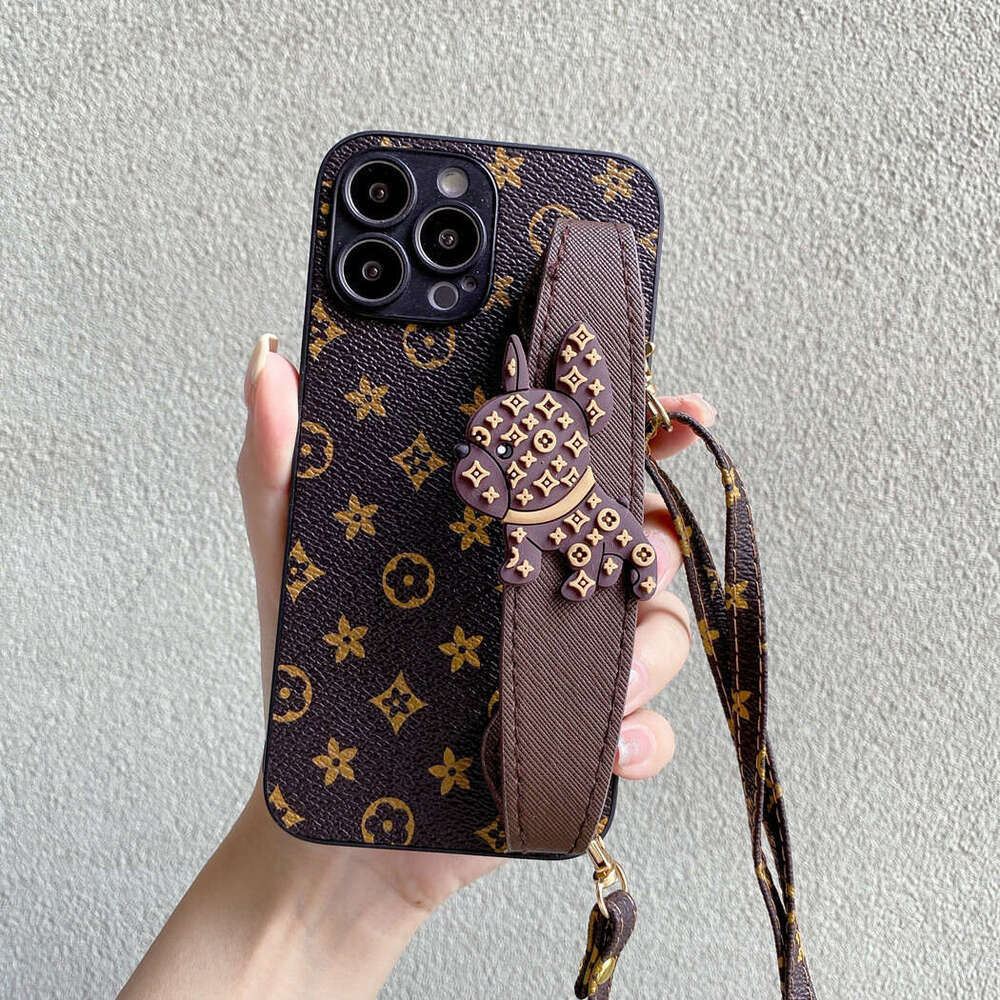 Phone Case for iPhone 17 Pro Max Trendy Bulldog Wrist Strap Compatible with Apple Phone Case, Can Be Worn as a Crossbody or Hanging