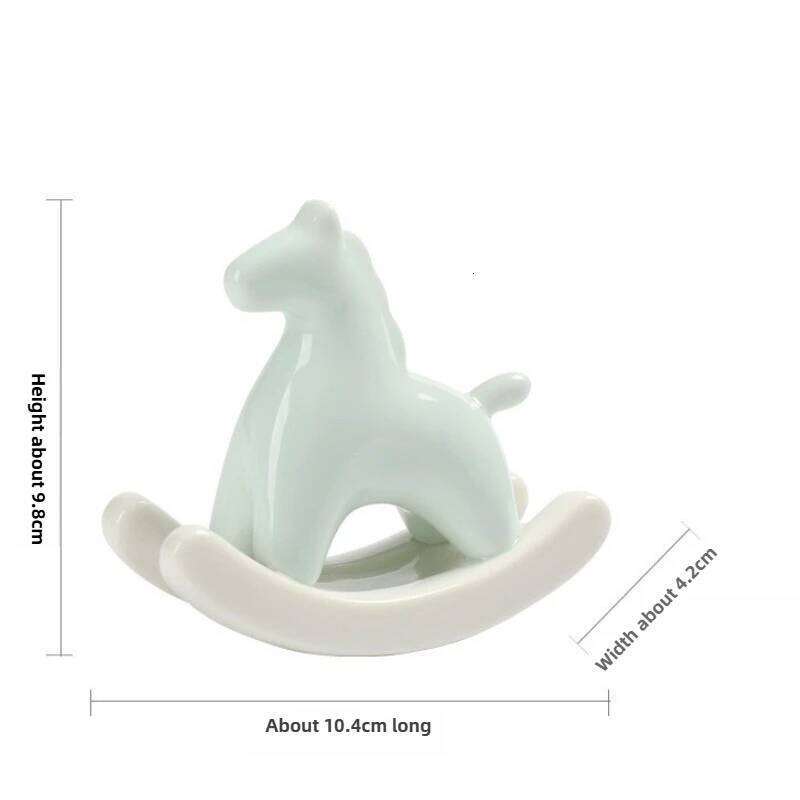 Simple and creative ceramic rocking horse ornament coffee table tea pet study desk bedroom TV cabinet & soft decoration