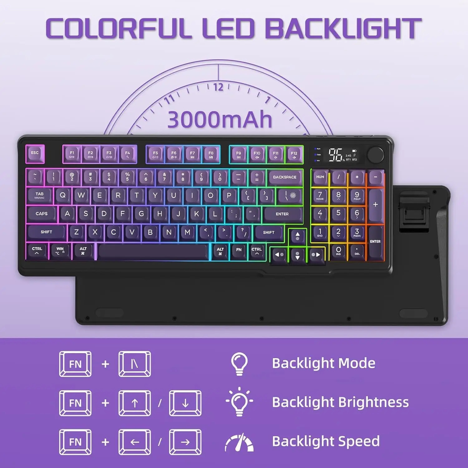 MAMBASNAKE x FREEWOLF M96 Wireless Gaming Keyboard Creamy Membrane with Rainbow Backlight 260112BJ - view 6