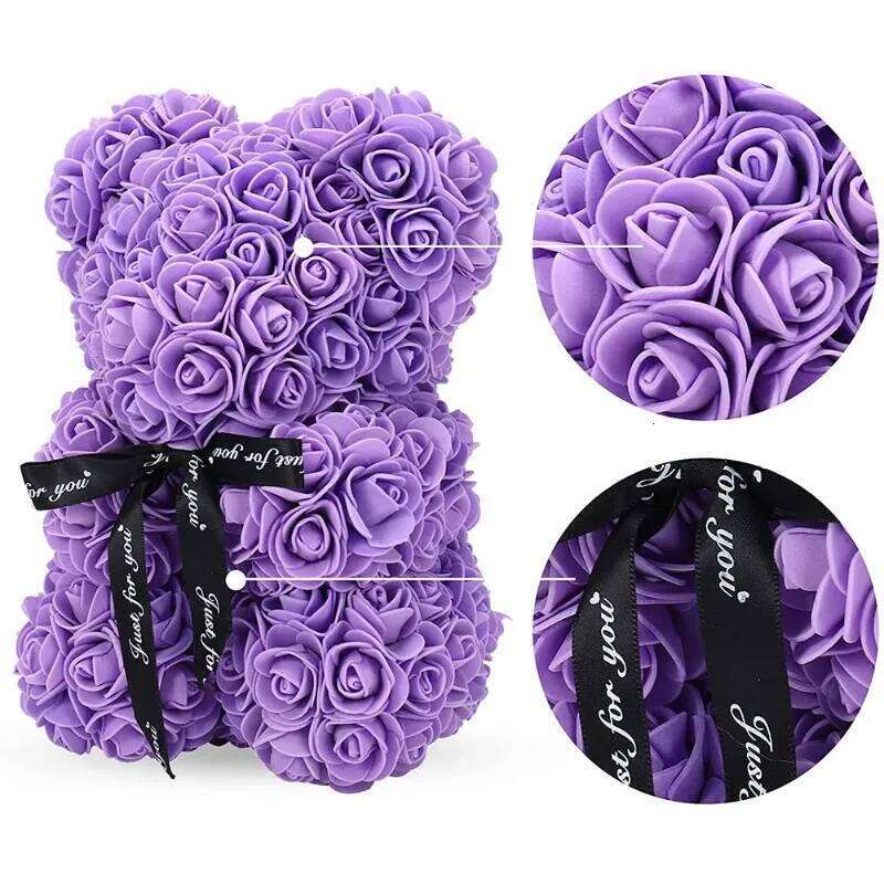 A 25-centimeter Red Rose Bear Decorated Christmas Gift for Friends and Couples Can Enhance The Festive Atmosphere W260114