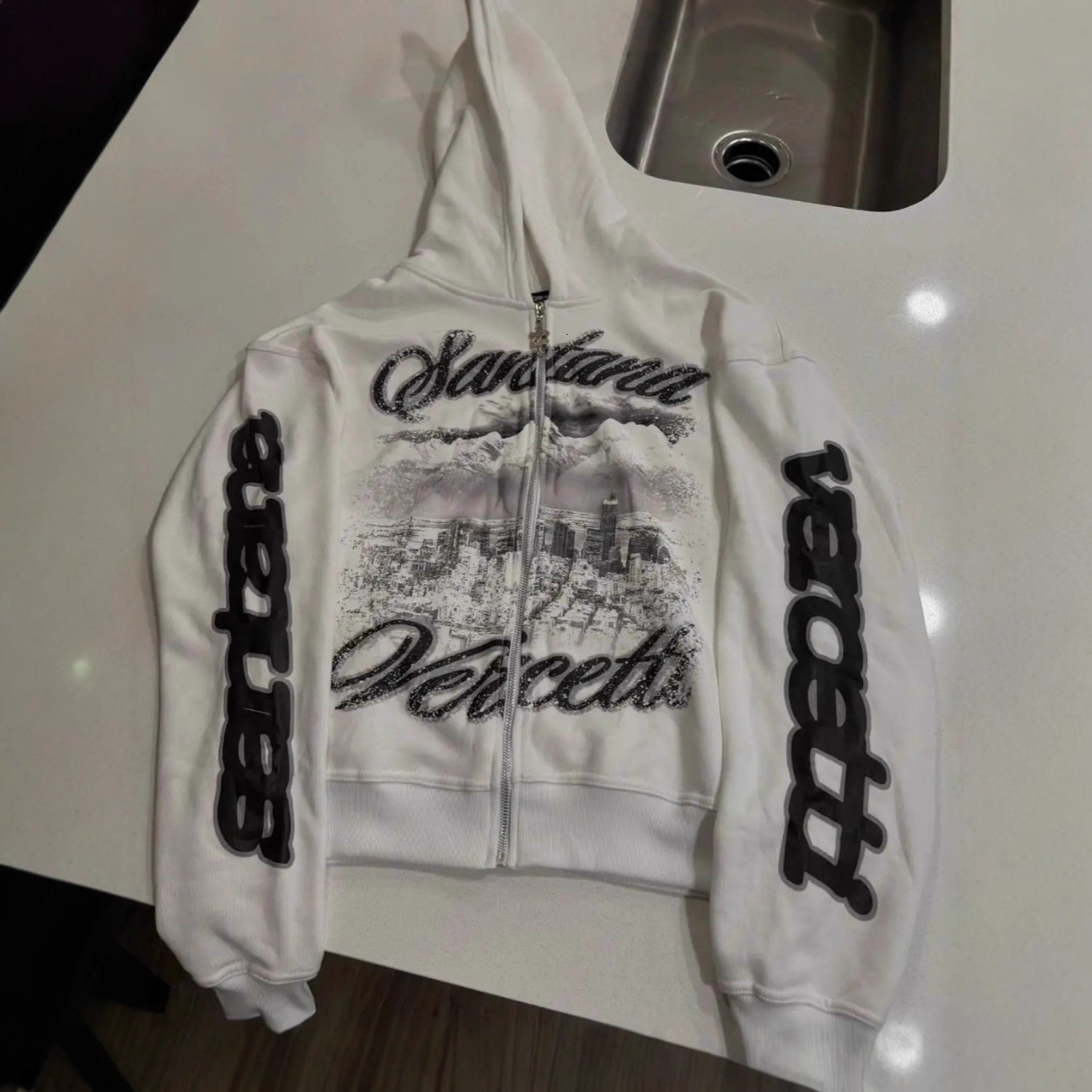 Luxury Brand Designer Clothing 2026 New Style American Retro Hargajuku Street, Dark Hip-hop High Street Design, 3D Printing Zipper Coat Loose Sweatshi
