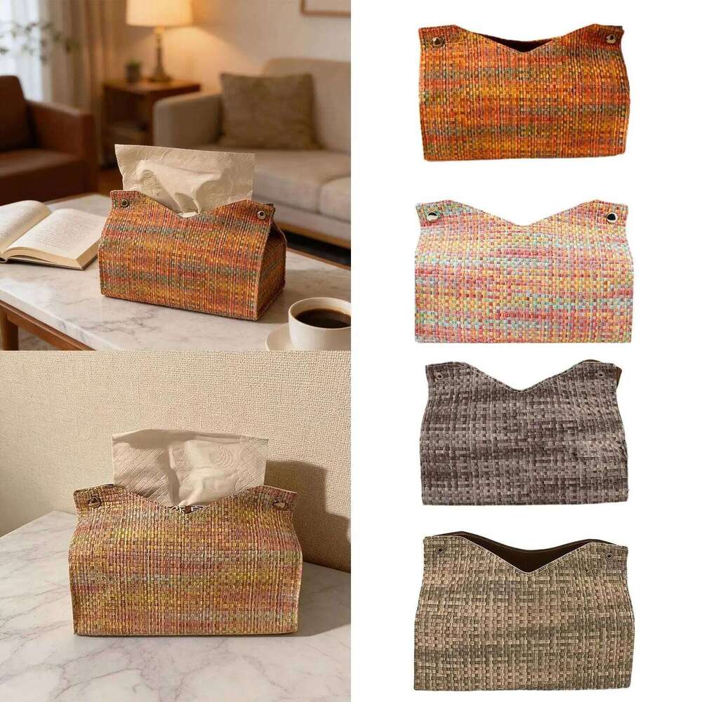 Home Storage PU Leather Tissue Box Cover Stylish Paper Dispenser for Living Room Bedroom Kitchen Decorative Organizer for Vanity Home Decor