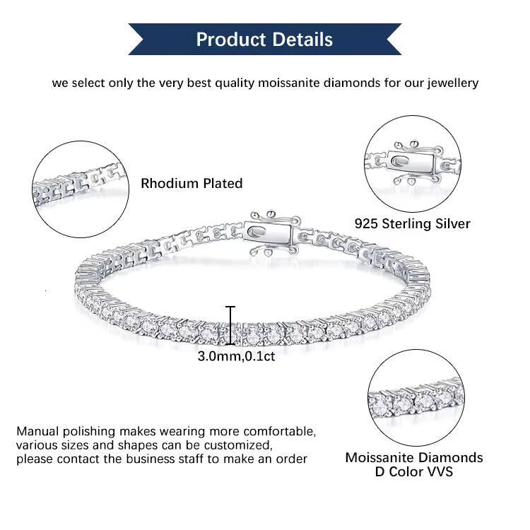 Goldleaf High-End Sterling Silver Custom Tennis Chain VVS Moissanite Pendants Necklace Luxury Jewelry
