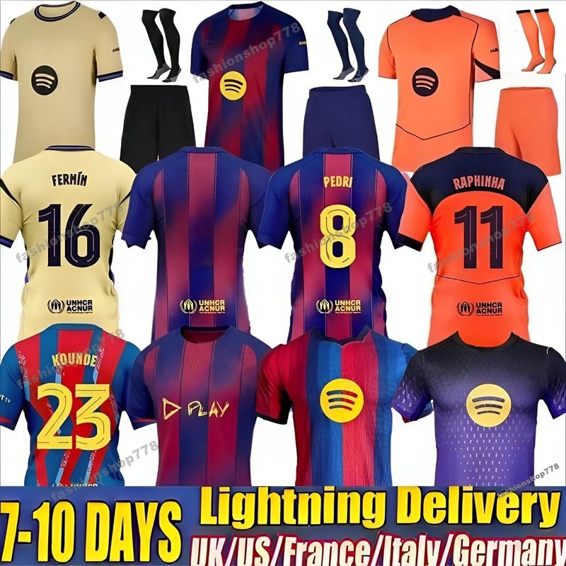 25 26 27 Barcelona LAMINE YAMAL RASHFORD Soccer Jerseys GAVI OLMO Football Kits 2025 2026 barcalona Football Shirt Men Kit Youth Kids Sets Uniforms