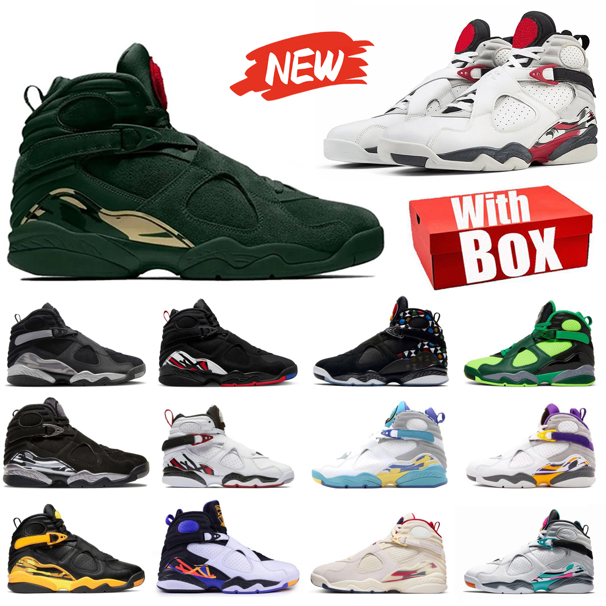 With Box 8 8s Basketball Shoes Mens trainers Sports Sneakers BIN 23 Bugs Bunny Chrome Aqua Playoffs Winterized Gunsmoke SoleFly x Mi Es Su Casa Taxi Grey 40-47