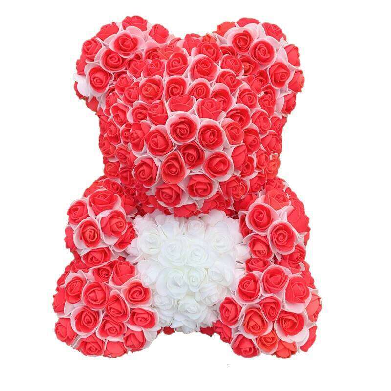 Double Color 25/40cm Teddy Heart Artificial Flower Rose Bear For Women Valentine's Wedding Birthday Christmas Gift W260114
