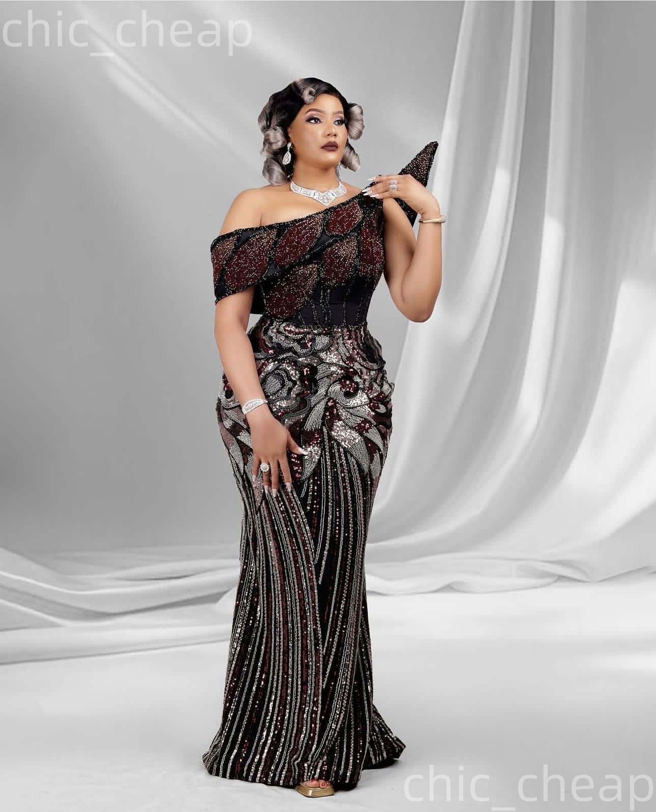 Aso Ebi Black Mermaid Prom Dresses 2026 One Shoulder Sequined Beaded Evening Formal Party Second Birthday Engagement Gowns Dress For Special Occasions