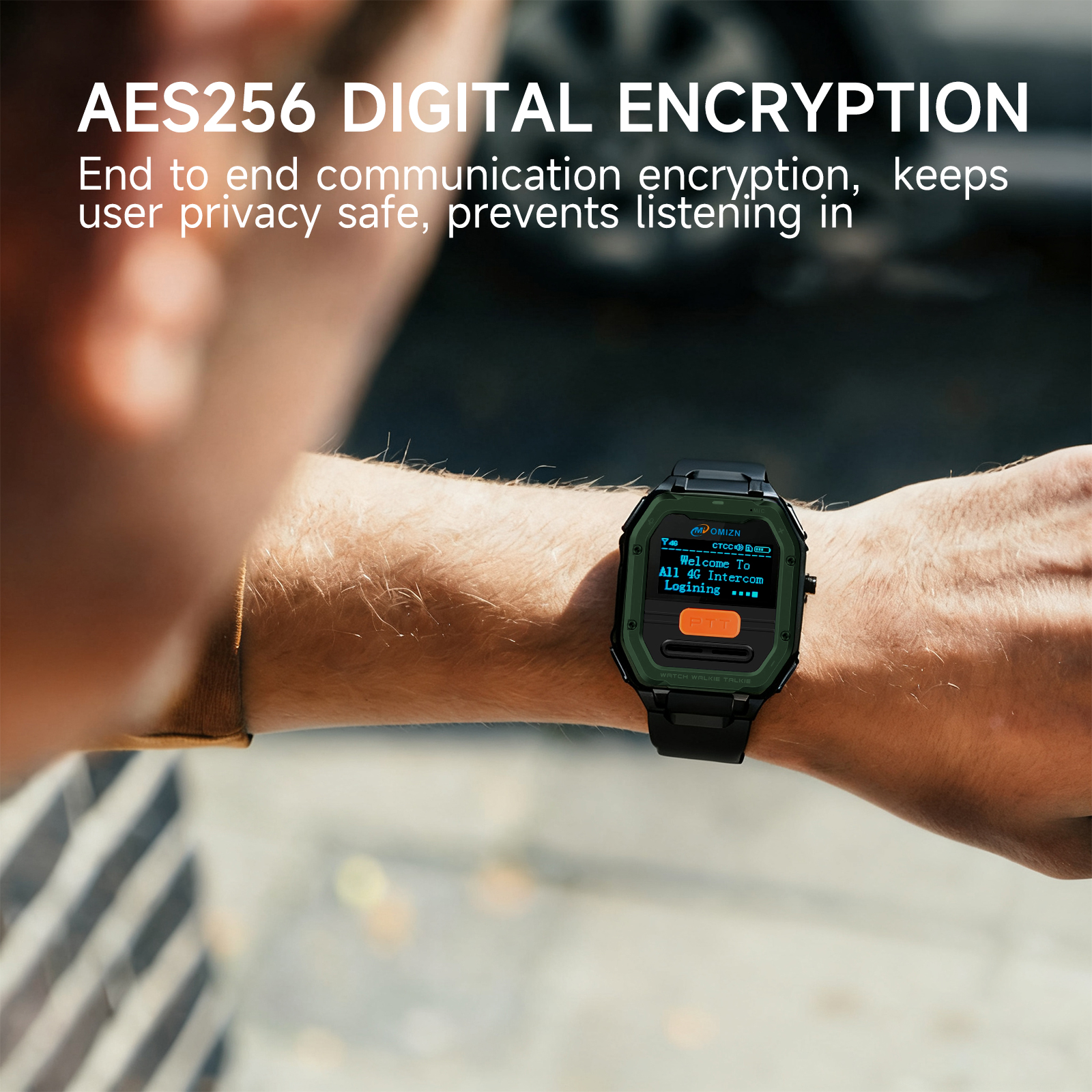 OMIZN GT5 Watch walkie talkie Unlimited Range,4G LTE Long Range Two Way Radio with Pre-installed SIM,Lifetime Free,VOx,AES256 Encryption for Commercia