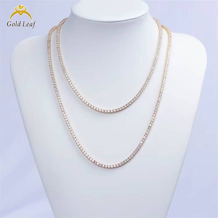 Goldleaf High-End Sterling Silver Custom Tennis Chain VVS Moissanite Pendants Necklace Luxury Jewelry