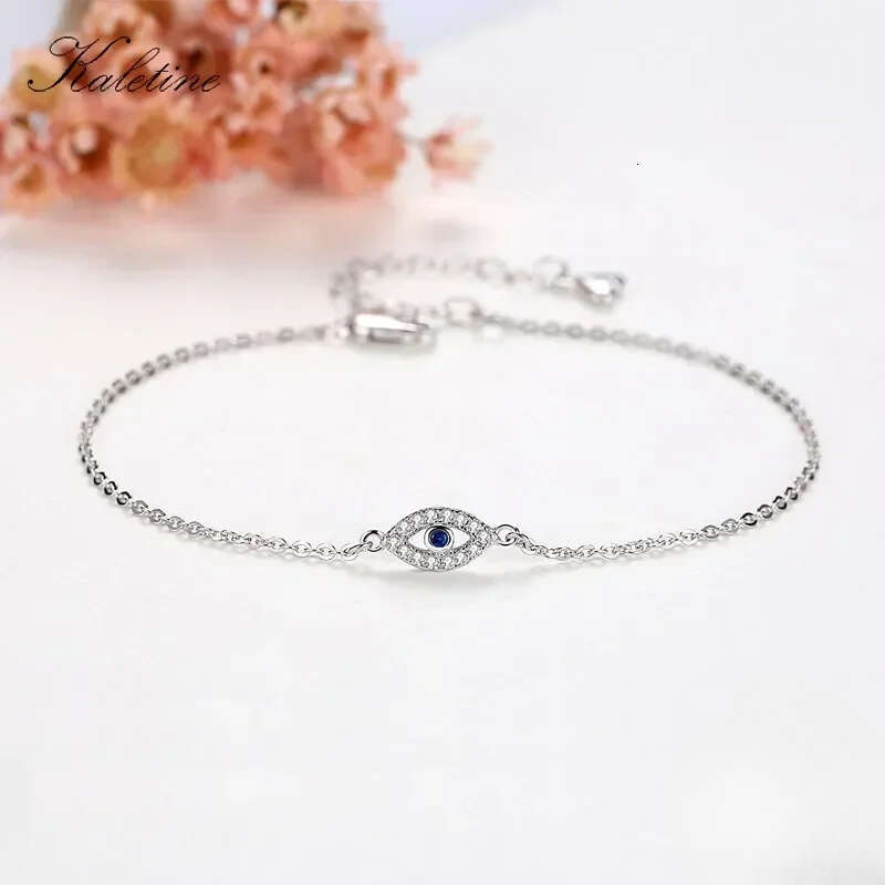 Jewellery Bracelet Fine Jewellery Silver Plated Turkish Style Evil Eye Protection with Blue Stone and Cubic Zirconia Adjustable for Travel Souvenir Da