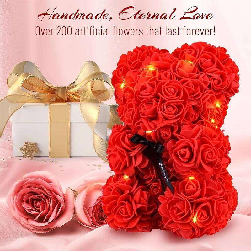 1Pcs LED Artificial Flower Eternal Rose Teddy Bear for Mom Mother's Birthday Valentine's Day Anniversary Gifts & Decoration W260114