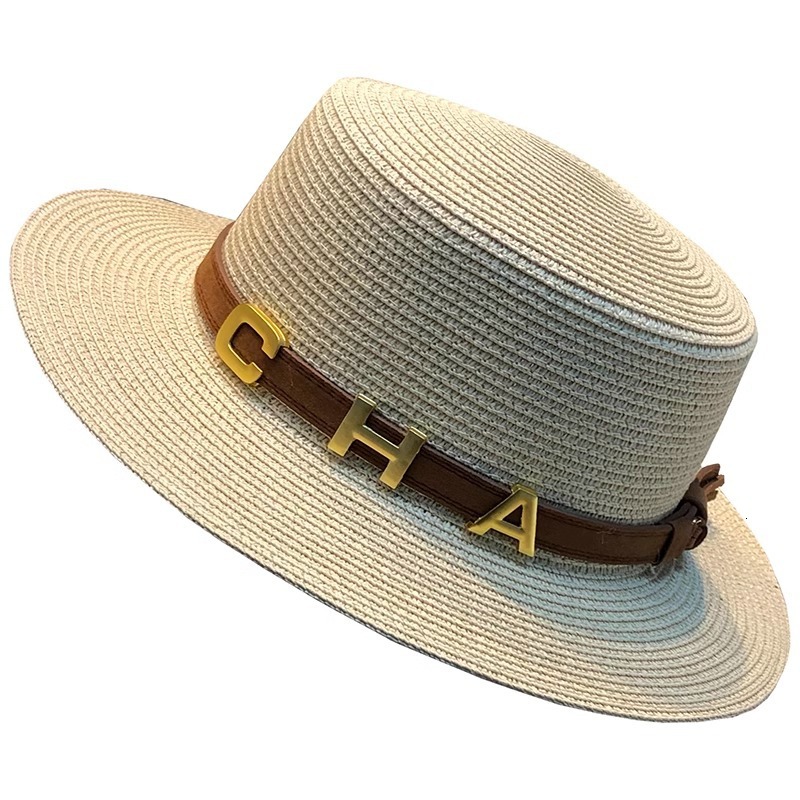 Luxury Brand Designer Cap French Retro Flat Top Summer Beach Sunshade Protection Straw Hepburn Vacation Style Sun Hat For Women