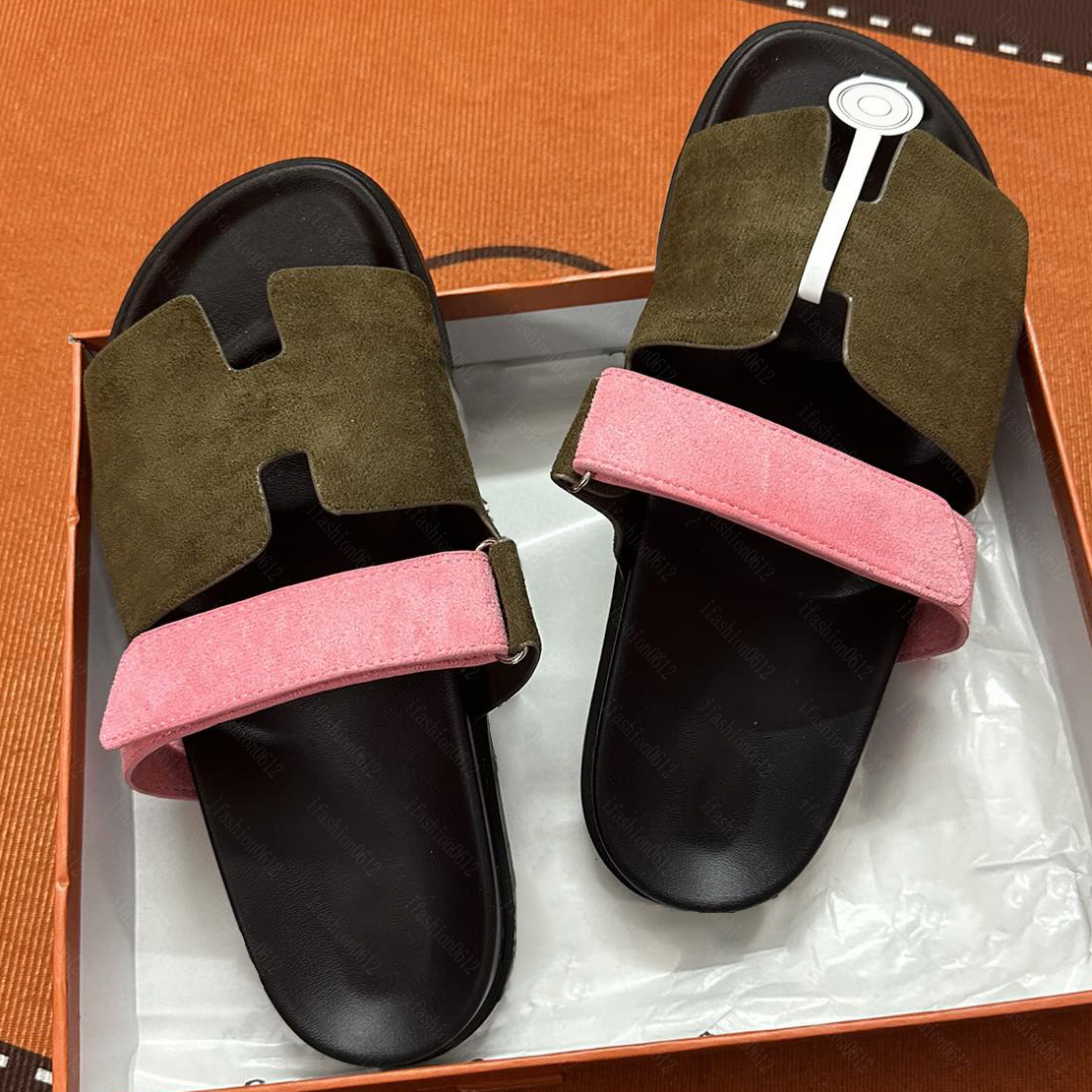Classic Sandals Designer Leather Women Man Slides Sandal Summer Flat Shoes Fashion Beach Casual Slippers Letter Outdoor Indoor