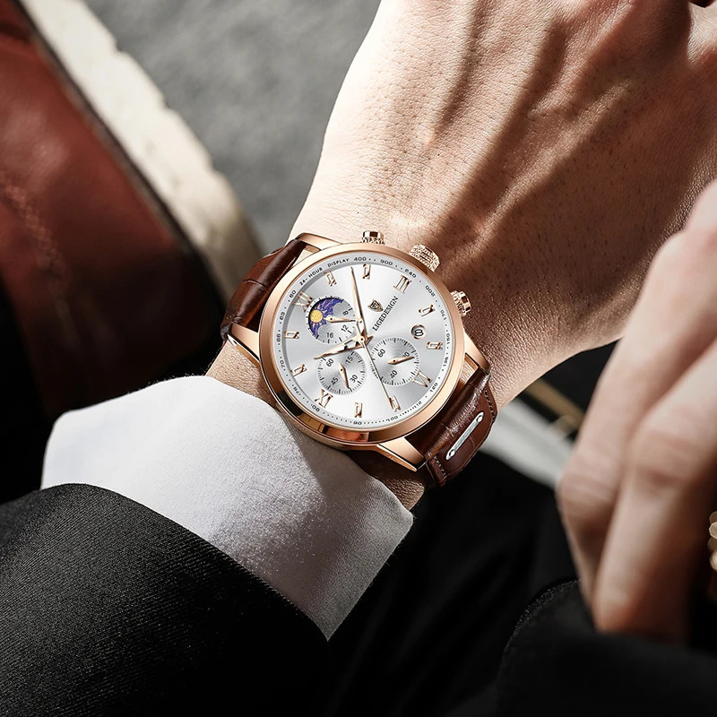 LIGE Casual Men Watch Leather Waterproof Sport Quartz Wristwatch Chronograph Military Watch for Men Relogio Masculino 260114