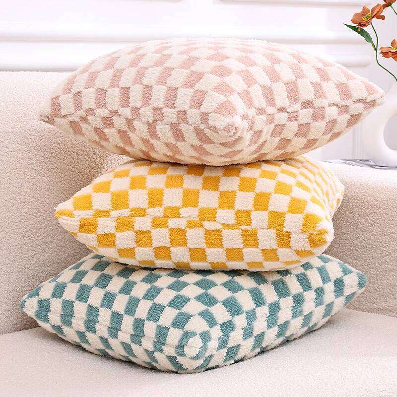 illow Cover Geometric Checkerboard Print Double Sided Cozy Pillowcase Soft Household Items for Bedroom Living Room Home Kitchen Laundry Decor Breathab