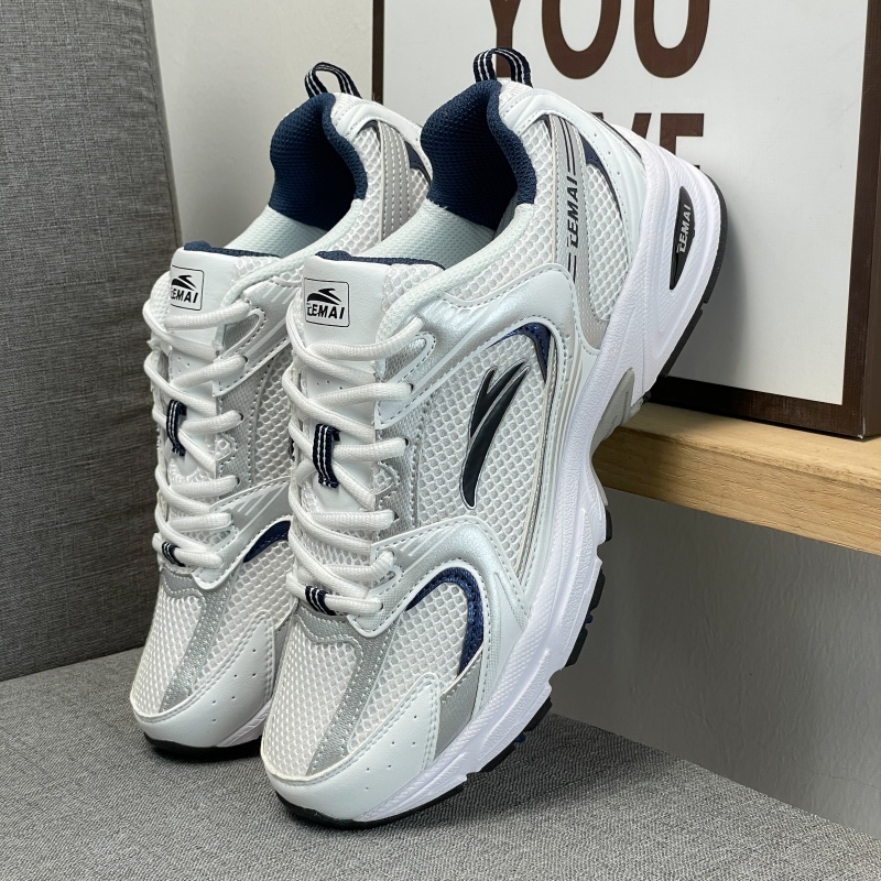 Temai Running Shoes 2026 New Unisex Retro Chunky Sneakers Breathable Mesh Upper White/Gray/Navy Sports Shoes 36-44