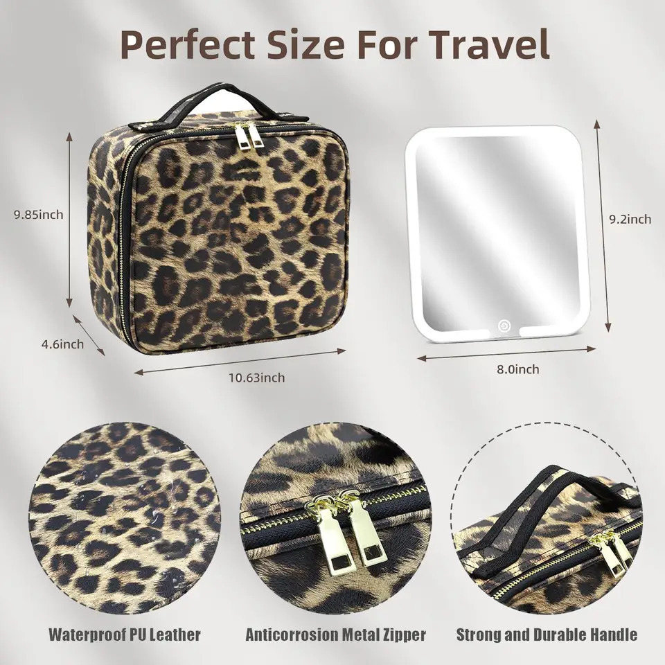 LED Lighted Makeup Bag with Mirror 3-Color LED Lighted Makeup Case with Adjustable Dividers Travel Bag Bag with Mirror 260112ww - view 4