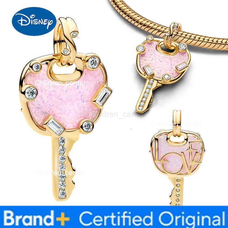 Disney New 925 Sterling Silver Charms Colorful Heart Bee Flower key Lock Butterfly Beads Bracelets Necklaces Womens DIY Jewelry Gift H260114