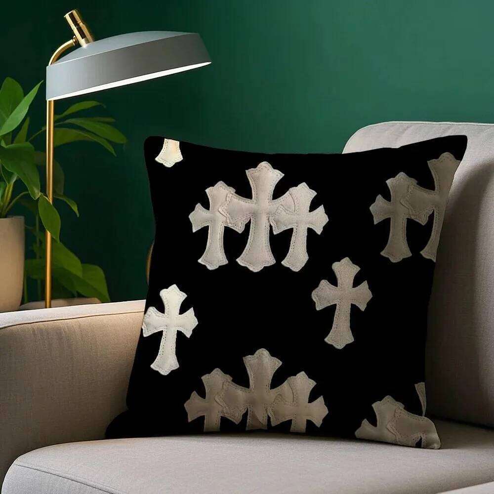 Valentine's Day White cross printed pillowcase, home sofa chair, car decoration pillow cover 26H0113