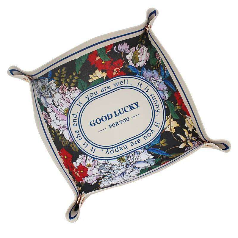 Desktop Plate Home Decoration Dice Tray Key Wallet Coins PU Leather Folding Storage Basket Wholesale