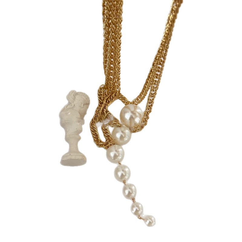 European and American Cross-Border Multi-Layer Pearl Necklace, Unique Fashion Design, Niche Collarbone Chain, Light Luxury, High-End Sense Necklace - view 6