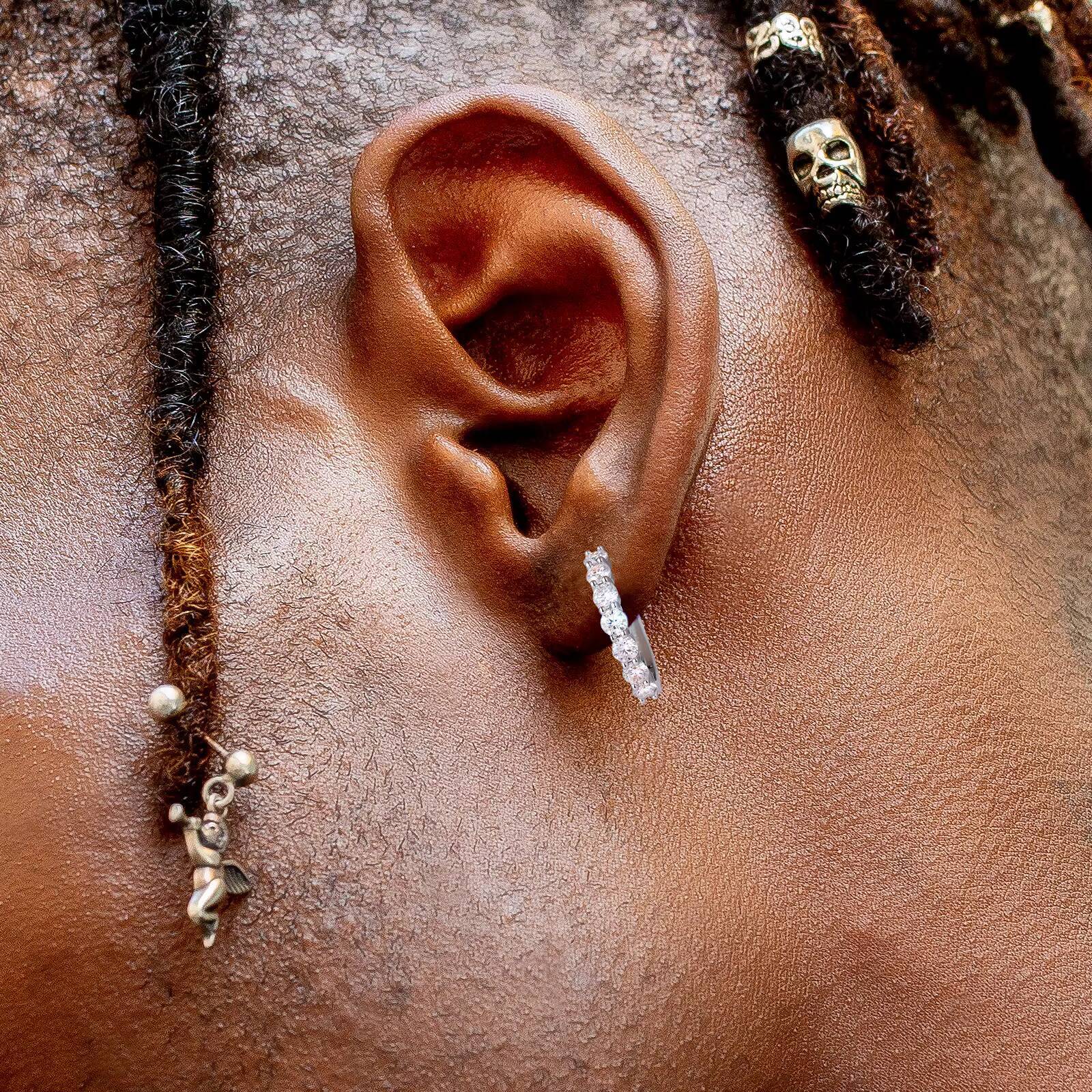 Moissanite Huggies Earring 14K White Gold Plated 925 Sterling Silver Women Men D Color VVS1 Lab Created Diamond Hoops Earrings