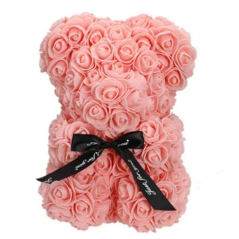 New Home Decoration Gifts Creative Eternal Rose Hug Bear Romantic Valentine's Day Christmas Flower Decor W260114