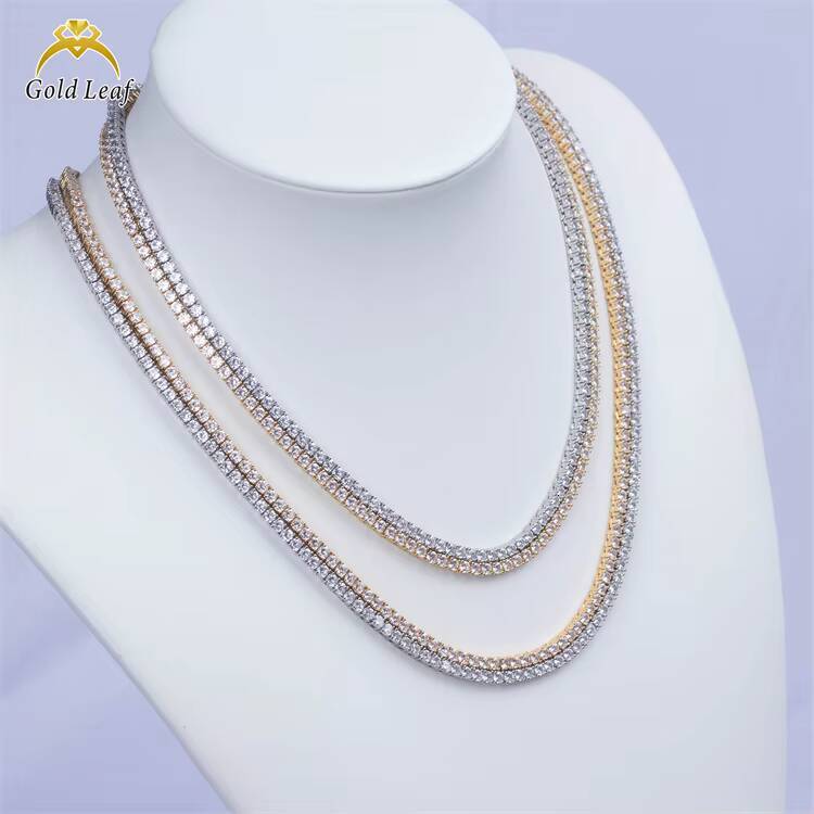 Goldleaf High-End Sterling Silver Custom Tennis Chain VVS Moissanite Pendants Necklace Luxury Jewelry
