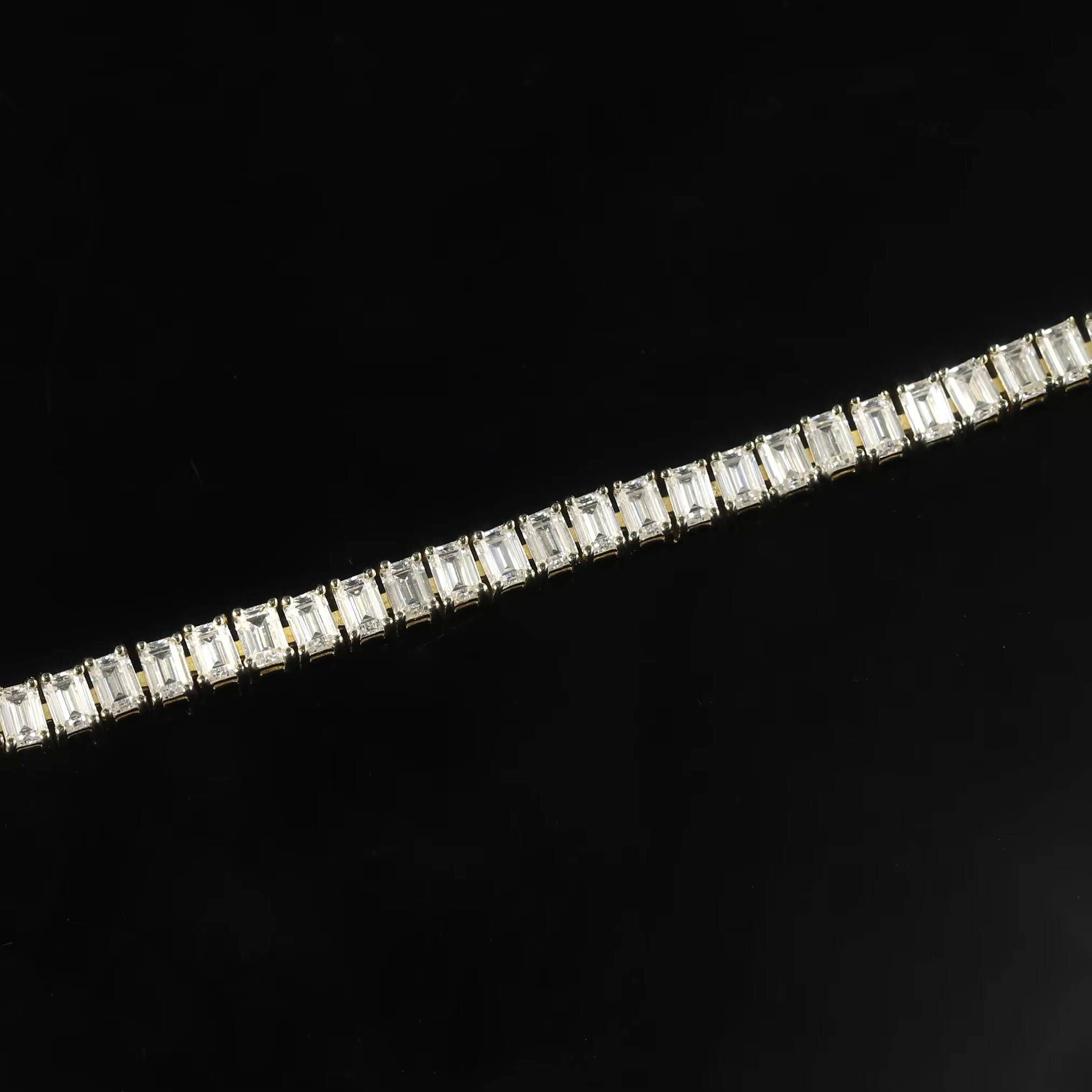 Abiding Trendy Minimalist Emerald Cut 25x35mm 1116ctw VVS Moissanite Diamond Tennis Bracelet 25mm 14K Yellow Gold Bracelet