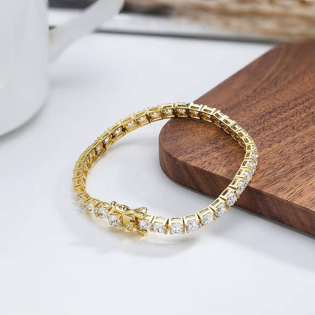 RINNTIN SB204 Jewelry 2mm 3mm 4mm Women 925 Sterling Silver 5A Cubic Zirconia Classic Tennis Chain Bracelet for Women
