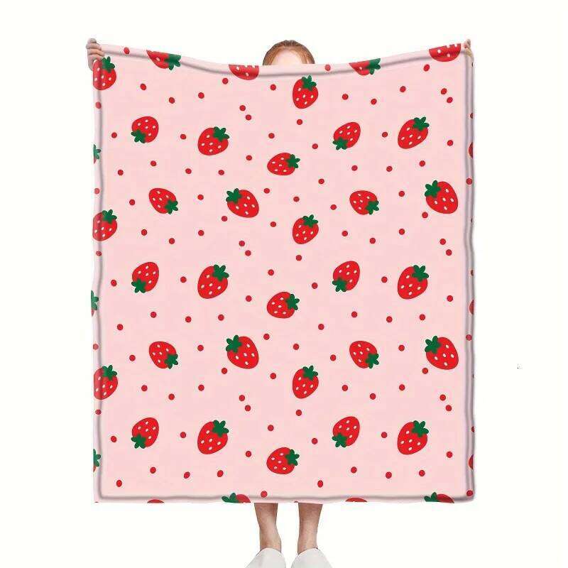 1 piece of for girls soft lightweight comfortable and warm birthday blanket strawberry room decoration