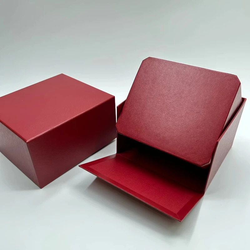 Fashion Women Man Red Travel Display Watch Box with Bag Book Black Velvet for Luxurious Gift No Packing Boxes 260113
