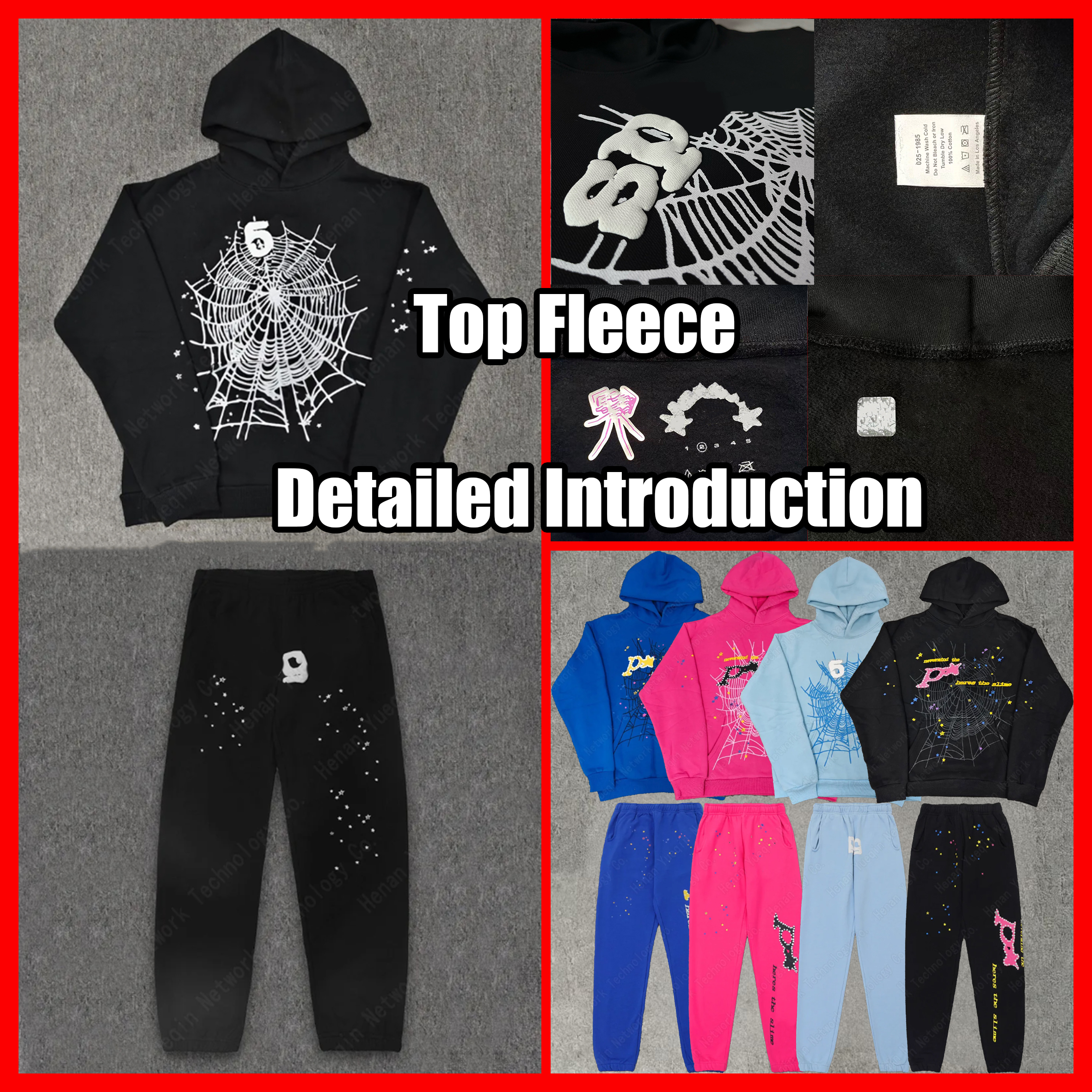 spiderhoodie designer hoodies cotton Fleece mens pants fashion and hight quality pants Stree puff print web hoodies Loose skin-friendly tracksuits Thick US size S-XL