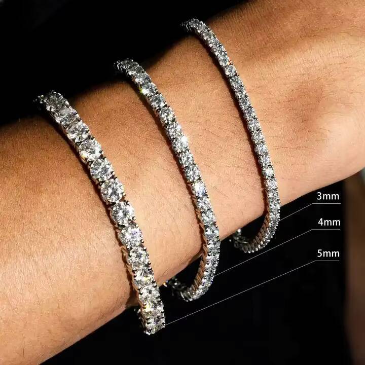 3mm Moissanite Diamond Iced Out Tennis Bracelet Factory Wholesale Gold Plated 925 Silver VVS Men Womens Fine Jewelry