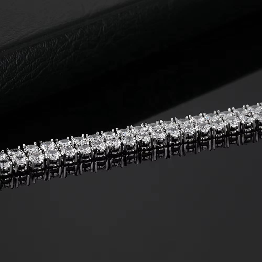 OUGEPHELI 2 Rows Cubic Zirconia Gold Plated Brass Pulseira Brazalete Bracciale Bracelet Choker Necklace Tennis Chain