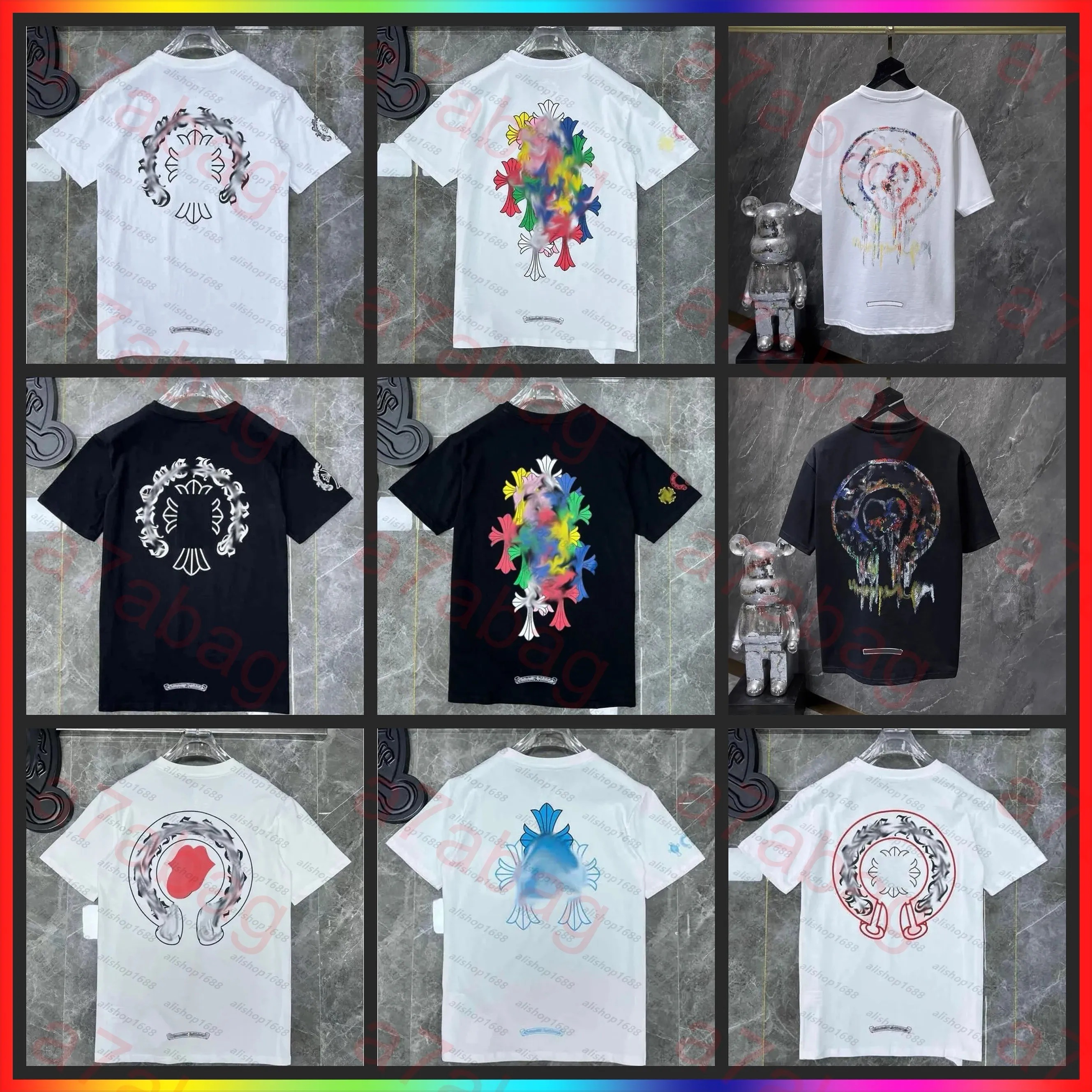 5A New Designer T Shirt Fashion graphic tee 2025 Top Sell chrome T Shirt Embroidered Letters Summer Luxurys Fashion Tops Shirts Men Loose Tees