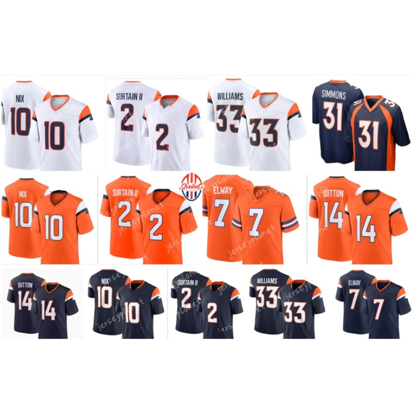 Nix Patrick Surtain II Courtland Sutton Quinn Meinerz Javonte Williams Zach Allen Marvin Mims Jr Alex Singleton John Elway Moss Football Jerseys shxinet jersey22