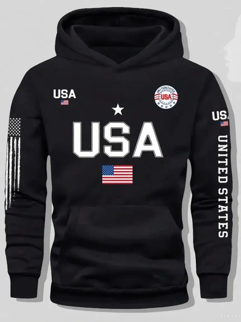 Men's Hoodies Autumn And Winter Men Sweatshirt USA Graphic Hooded Fleece Hood Hombre Unisex Pullovers Hip Hop Women Hoodie Tops