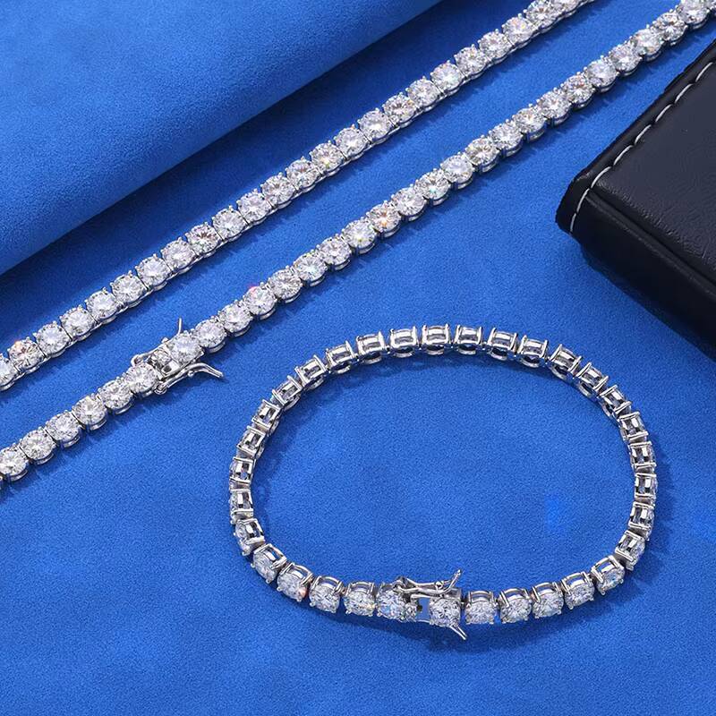 RINNTIN XP110 Ready to Ship Moissanite Tennis Chain Bracelet Ice Out Brass Bracelet Hiphop Men Women Moissanite Bracelet