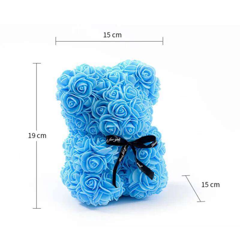 1pc 20cm Rose Artificial Foam Flowers Bear Romantic Creative Gifts For Valentines Day Anniversary Wedding Birthday with Box W260114