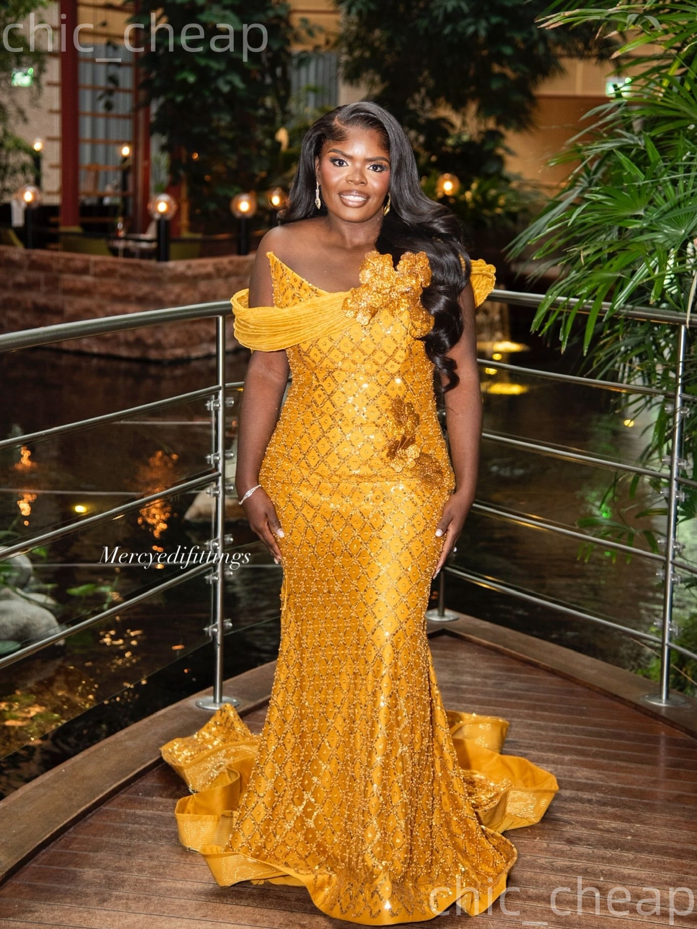 Aso Ebi Nigerian Yellow Mermaid Prom Dresses 2026 Flowers Sequined Sweetheart Evening Formal Party Second Birthday Engagement Gowns Dress For Special 
