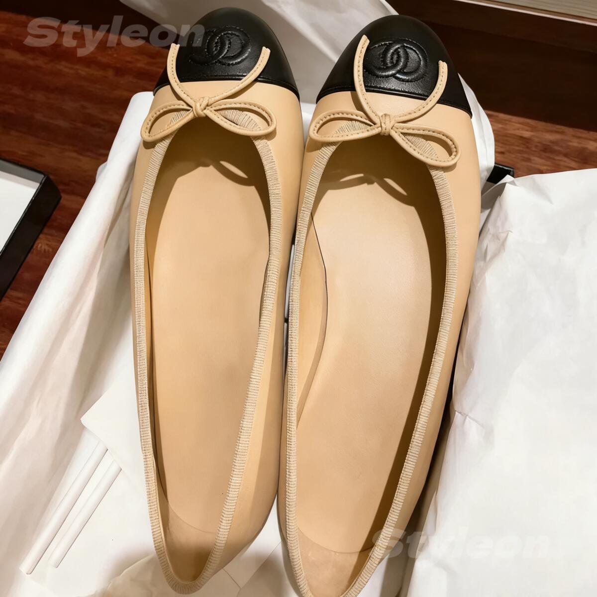 Loafers Designer Shoes Ballet Flats For Women Leather Bow Dress Shoes Fashion Luxury Flat Boat Shoes Canvas Shoes Leather Sole Slingbacks